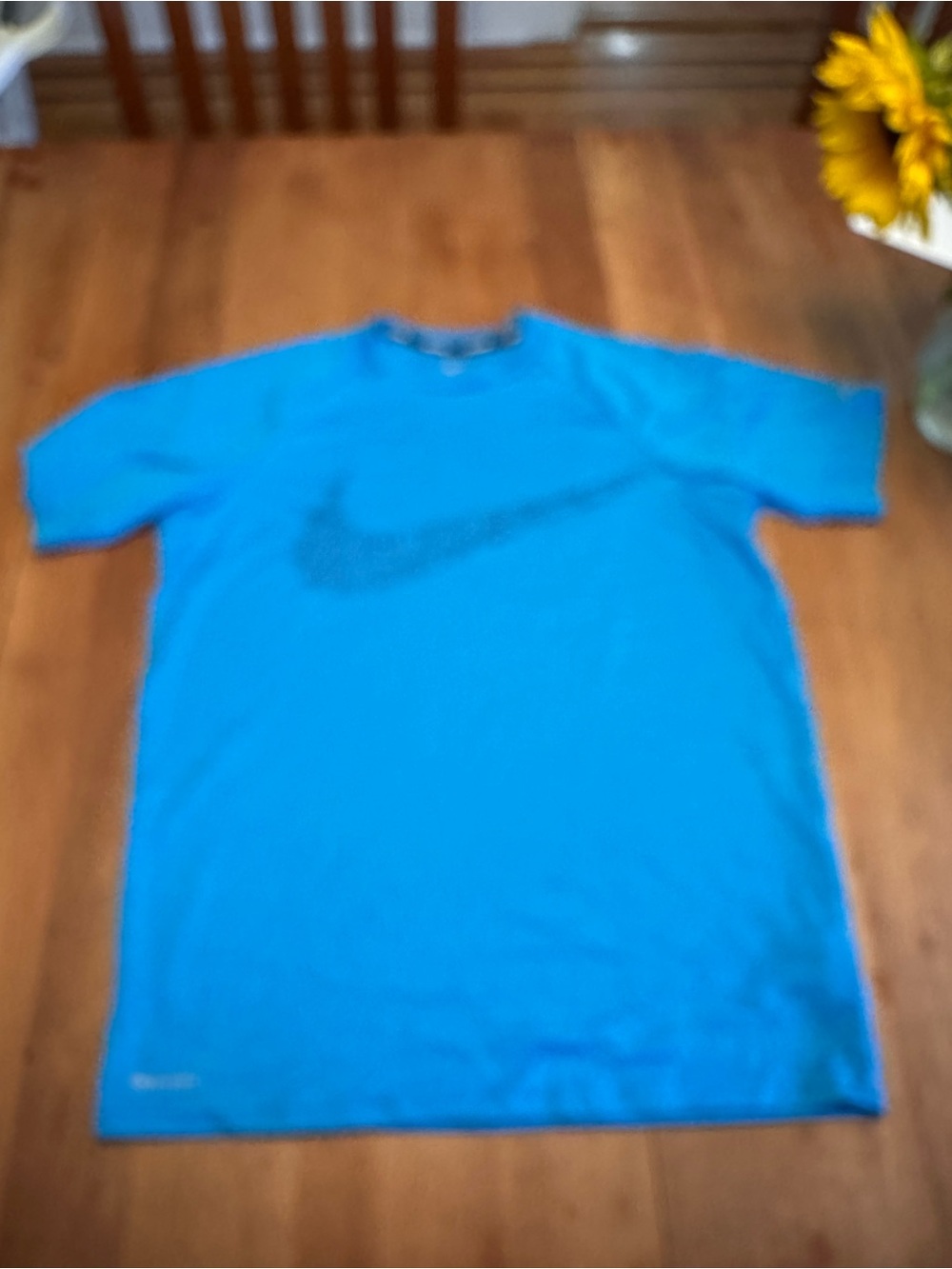 Nike Men’s Blue Swim Rash Guard with Black Swoosh